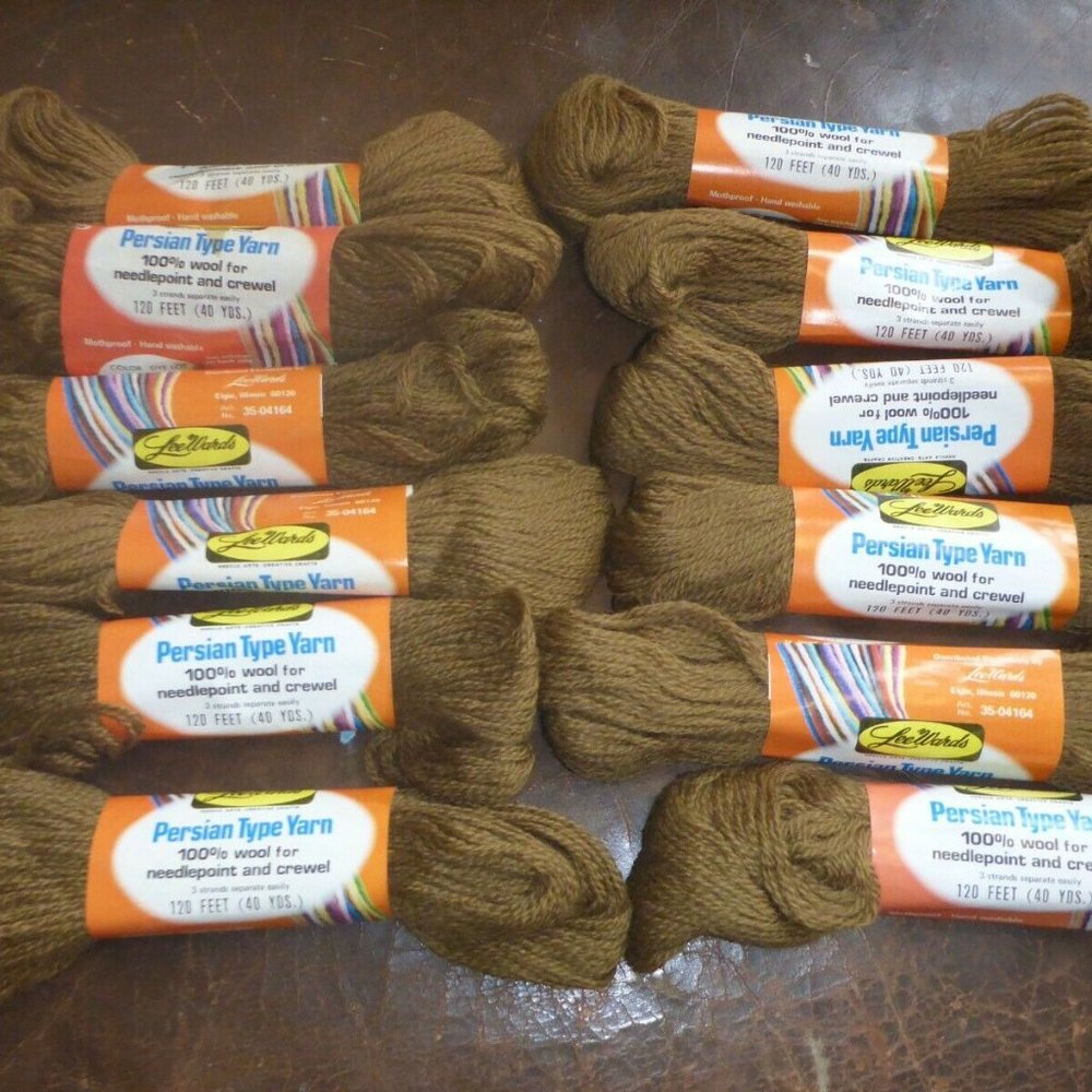13 Vintage Skeins Lee Wards Persian Type Yarn Needlepoint & Crewel Golden Brown